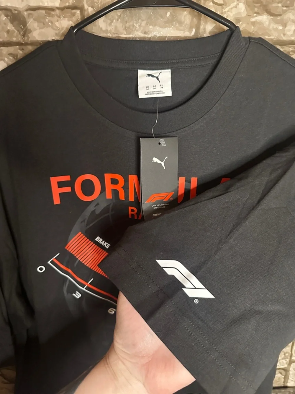 NWT Puma Formula 1 Racing Men's Black Graphic Tee Size Medium